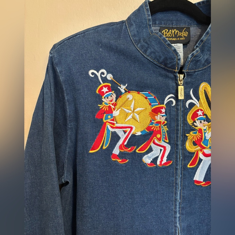Vintage Bob Mackie Marching Band Embroidered Zipper Denim Jacket, America size L - Picture 6 of 9